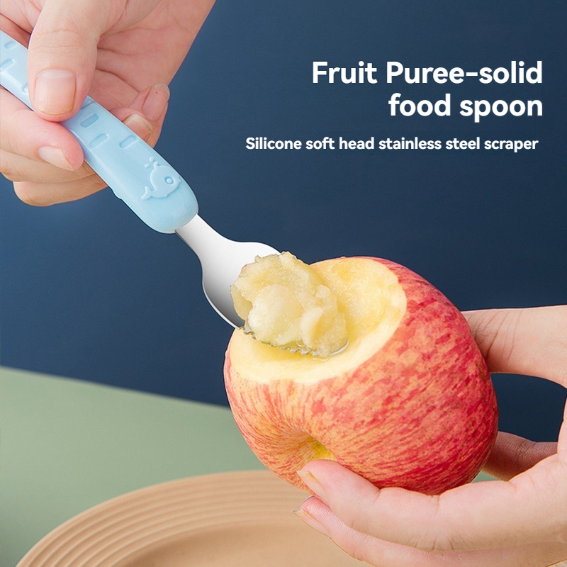 Baby Food Scraper Spoon - Dual - Baby Food Apple ulasan dan harga